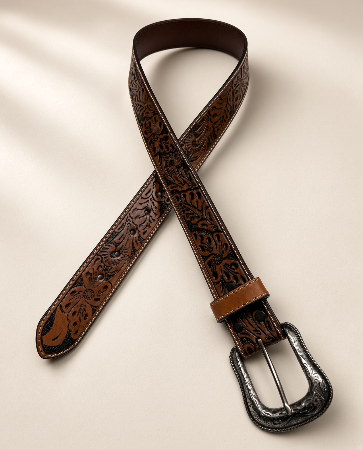 Tooled western belt